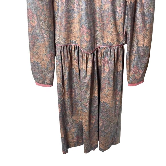 Tess Originals Vintage Prairie Dress Floral Puff Sleeve Peter Pan Collar Size 14 - Picture 3 of 12